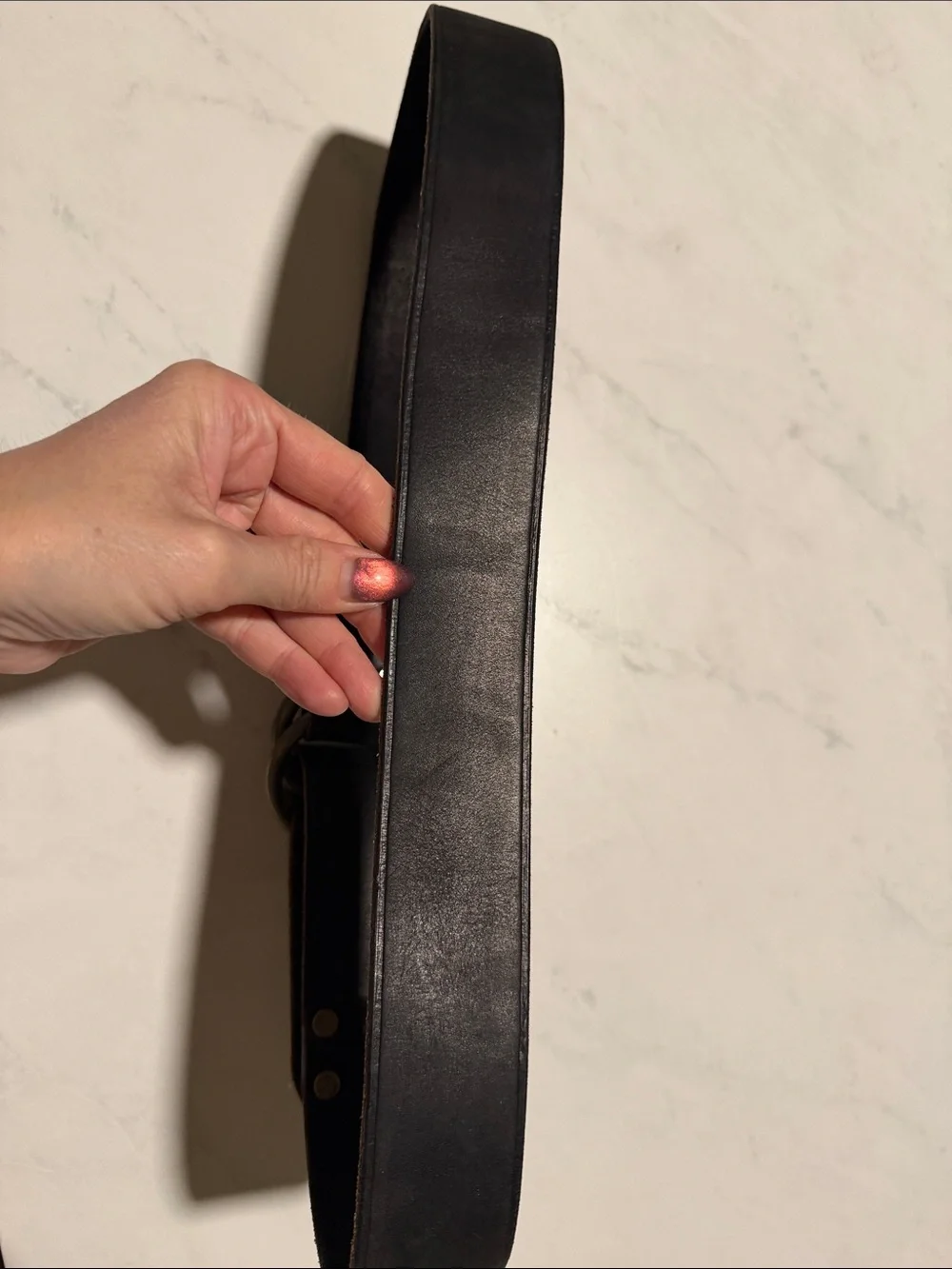 RARE Ralph Lauren RL67 Black Leather Ring-Buckle Belt